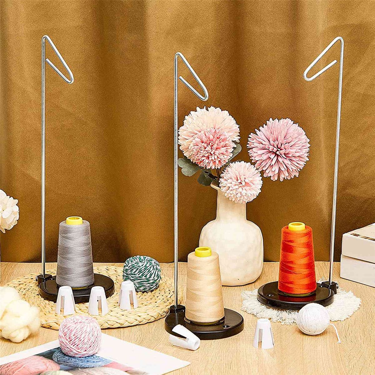 9 PCS Cone Thread Holder Adjustable Single Thread Spool Holder Single Thread Stand Kit and Coil Claw Thread Holder