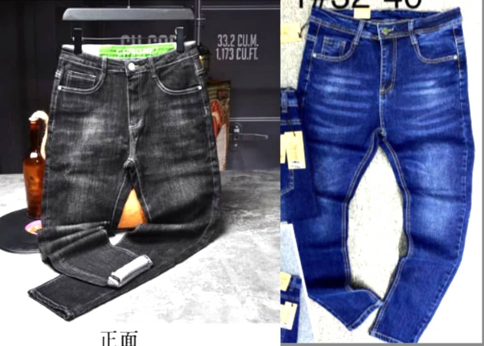 2 Pcs High Quality Stock Jeans- Wash Blue And Wash Black