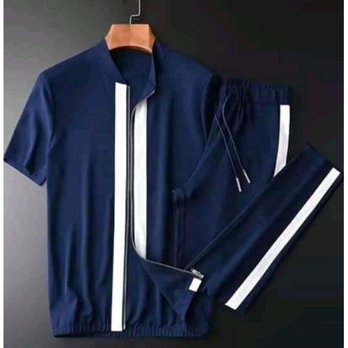 White Striped Navy Blue Shirt & Joggers