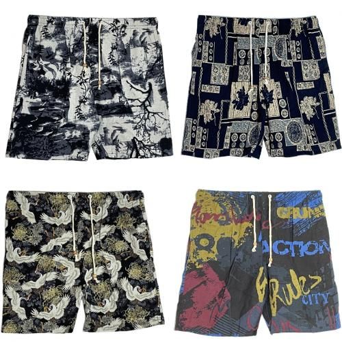 Beach Comfortable And Leisurely Cotton And Linen Floral Ethnic Shorts 4 In 1