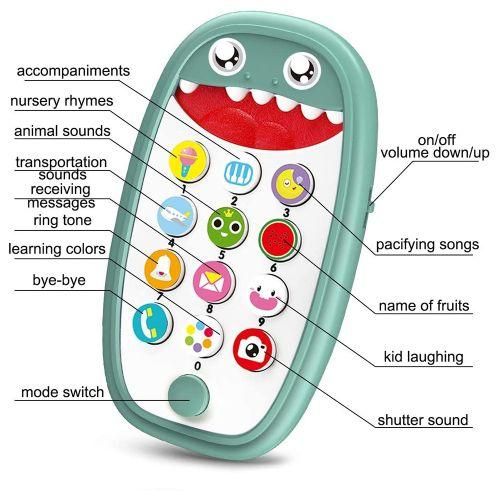 Dinosaur Phone Toy For Babies With Removable Soft Teether