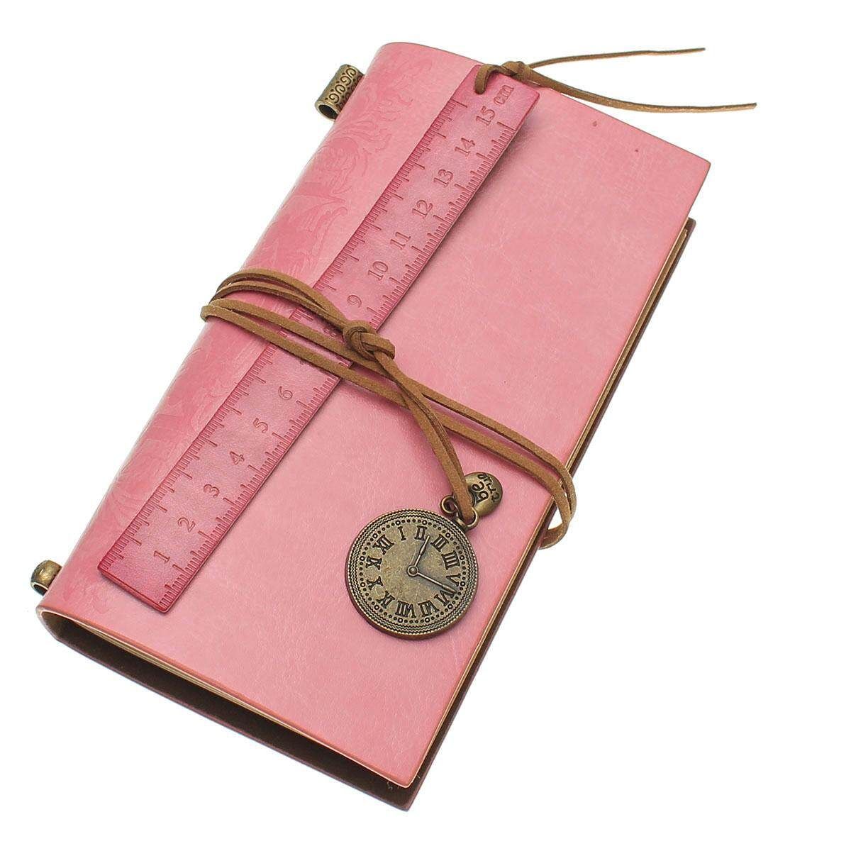 "Time" Leather Loose-leaf Notebook Kraft Paper Notebook Portable Retro Car Line Pink (pink)