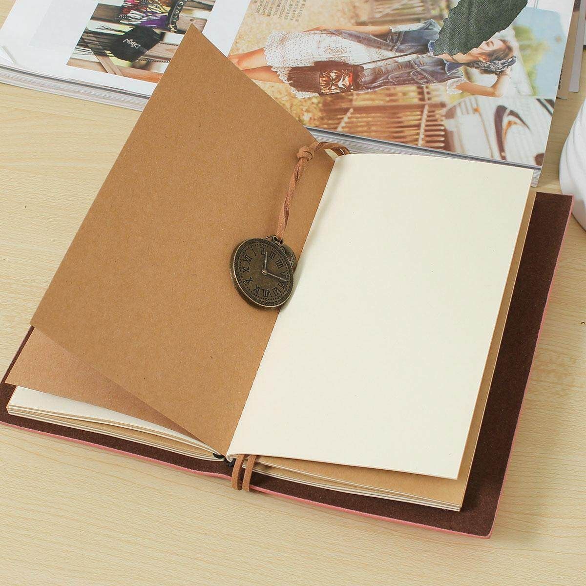 "Time" Leather Loose-leaf Notebook Kraft Paper Notebook Portable Retro Car Line Pink (pink)