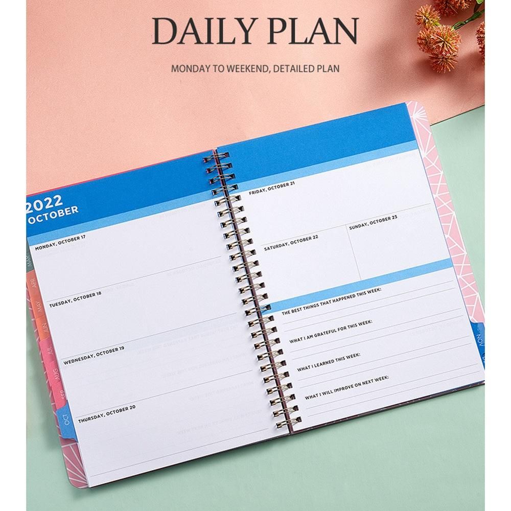 A5 2022 Planner English Version Schedule Notebook Goal Habit Schedule Coil This Stationery Office School Supplies Pink