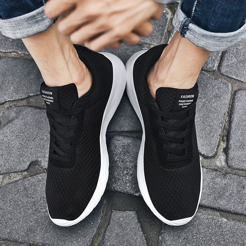 Big Size Mens Sneakers Soft Running Shoes-Black