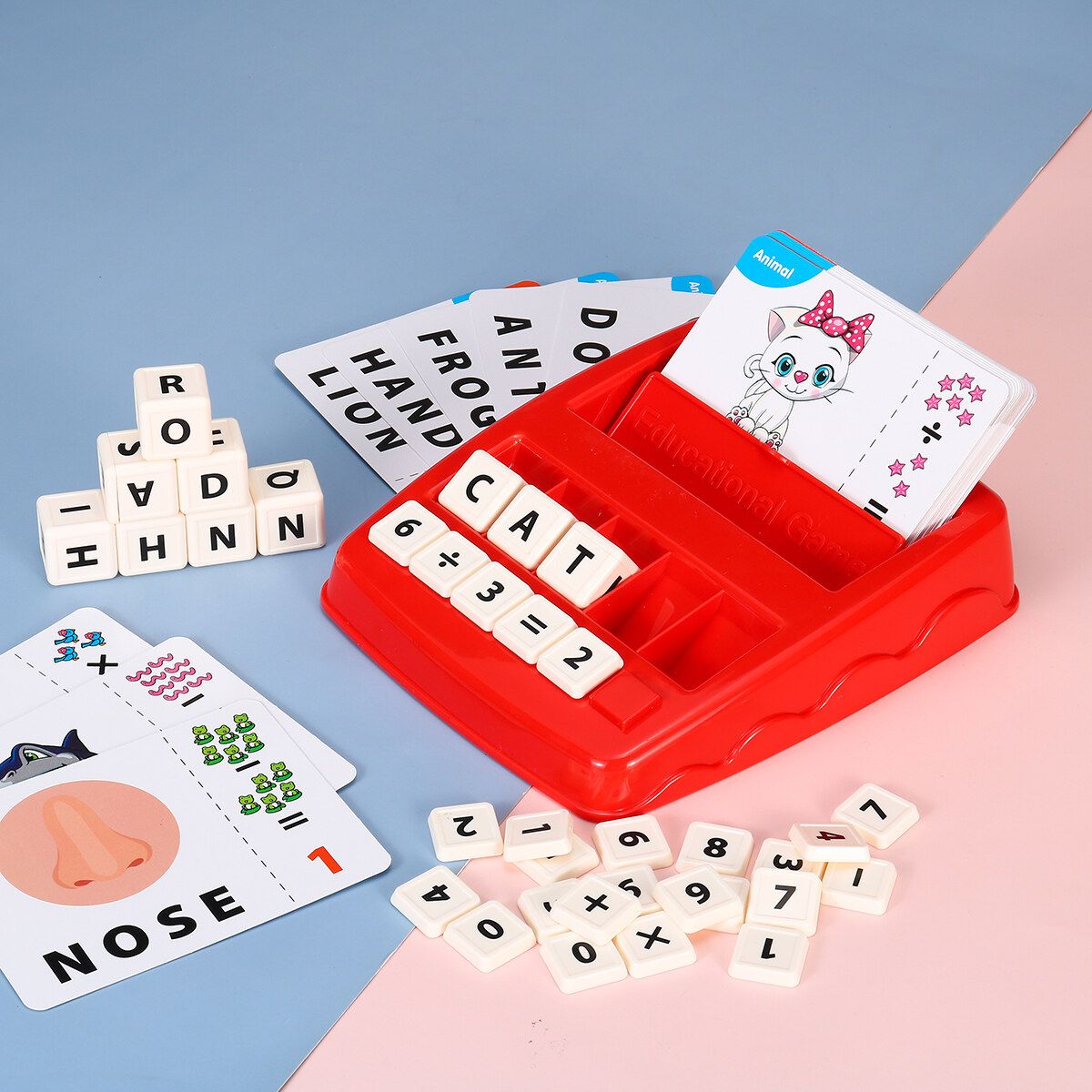 2 IN 1 Kids Alphabet Word Literacy Fun Spelling Matching Math Number Vocabulary Game English ABC Children Learning Educational Gift Toy Children Home Learning