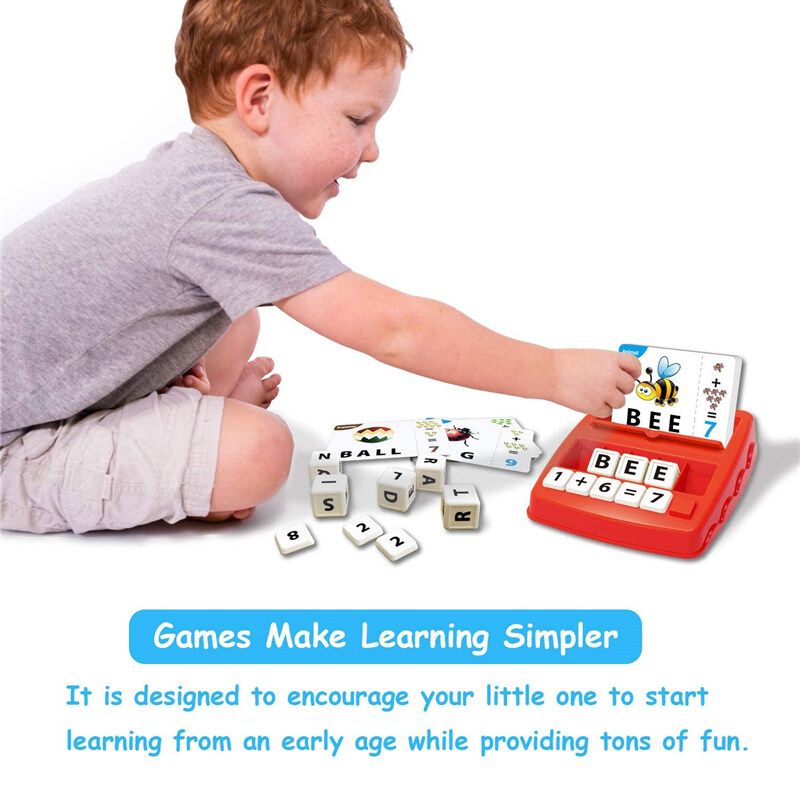 2 IN 1 Kids Alphabet Word Literacy Fun Spelling Matching Math Number Vocabulary Game English ABC Children Learning Educational Gift Toy Children Home Learning