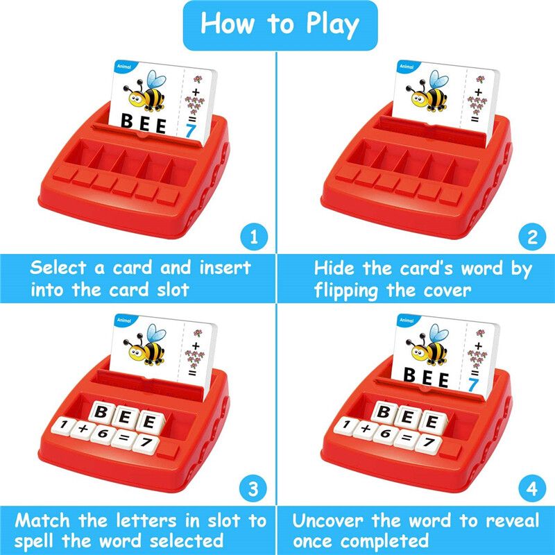 2 IN 1 Kids Alphabet Word Literacy Fun Spelling Matching Math Number Vocabulary Game English ABC Children Learning Educational Gift Toy Children Home Learning