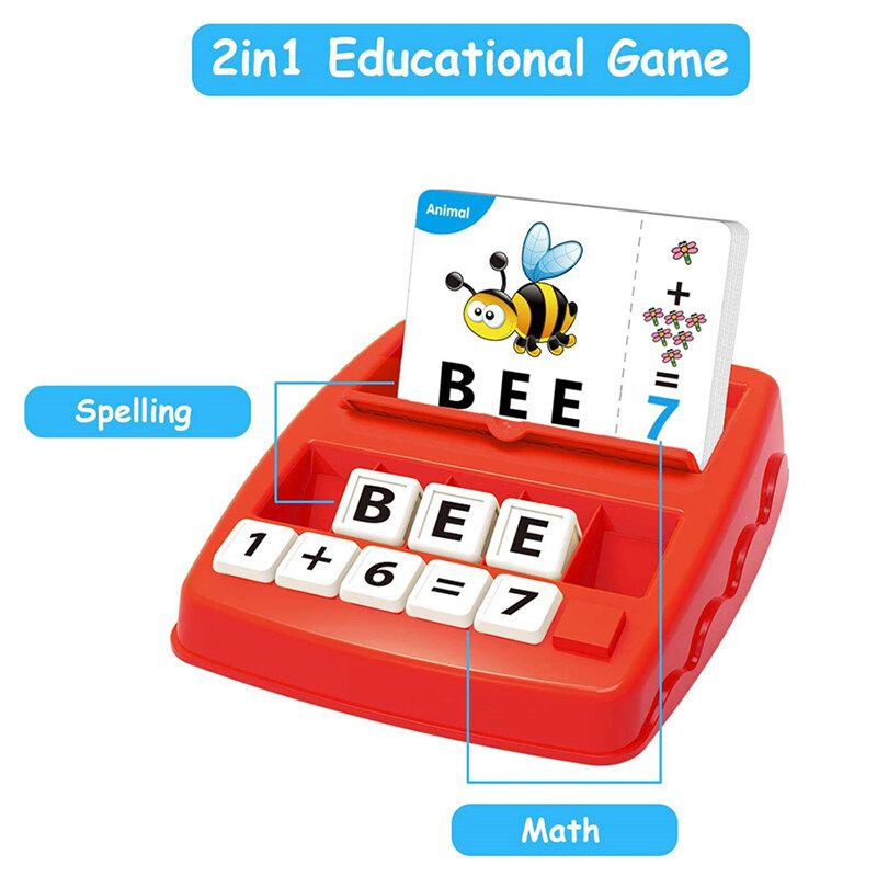 2 IN 1 Kids Alphabet Word Literacy Fun Spelling Matching Math Number Vocabulary Game English ABC Children Learning Educational Gift Toy Children Home Learning