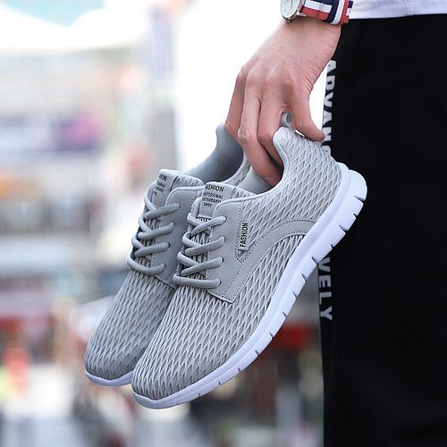 Big Size Mens Casual Running Shoes-Grey