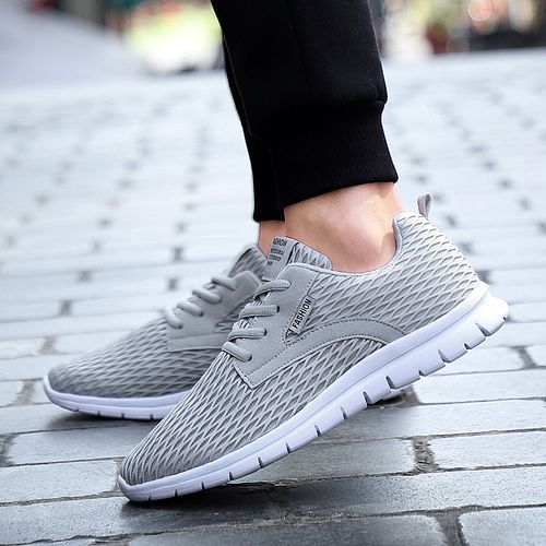Big Size Mens Casual Running Shoes-Grey