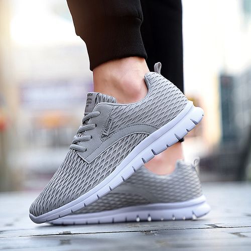 Big Size Mens Casual Running Shoes-Grey
