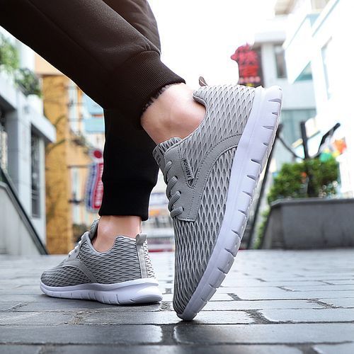 Big Size Mens Casual Running Shoes-Grey