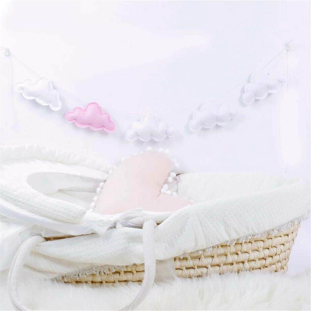 5 Pcs Simple Cloud Garland Ornament Crib Baby Bed Bell Bedroom Hanging Wall Gift Cloud Wall Hanging Baby Decor Toys Nursery Ornament Crib Children Kids Bedroom Pink