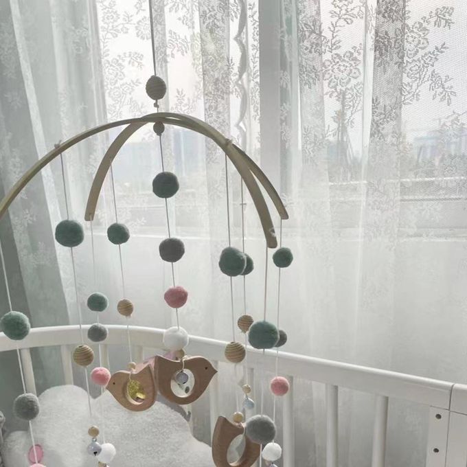 Baby Crib Mobile Wooden Wind Chime Bed Bell Nursery Kids Room Birds