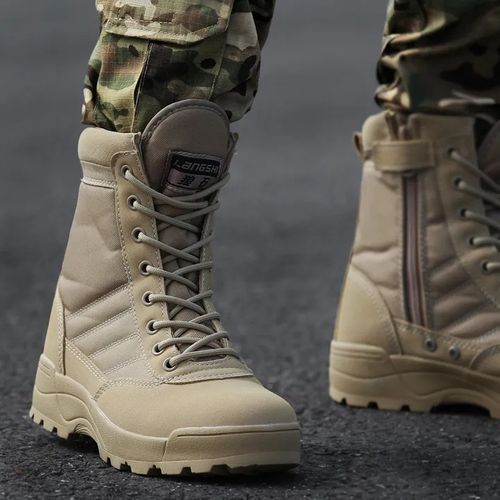 Mens Boots Safety Boots Fashion Mens Shoes Boots Outdoor Hiking Boots -Khaki