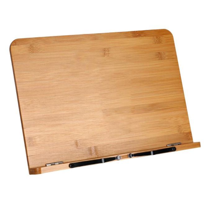 Bamboo Wooden Book Stand, Adjustable Book Holder Tray And Page Paper