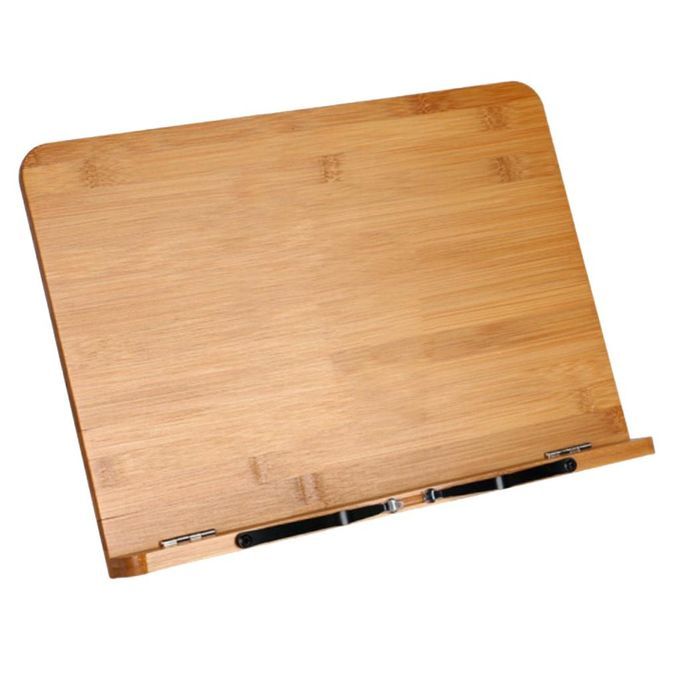 Bamboo Wooden Book Stand, Adjustable Book Holder Tray And Page Paper