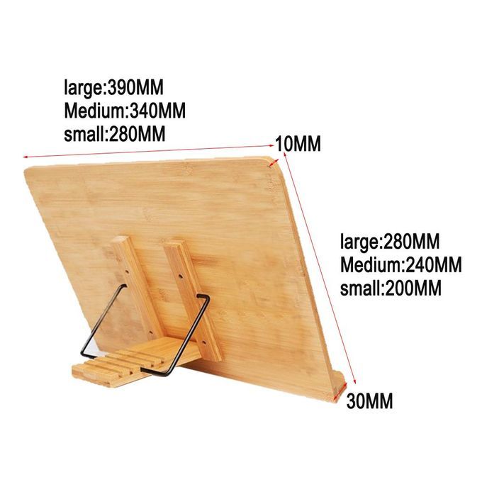 Bamboo Wooden Book Stand, Adjustable Book Holder Tray And Page Paper