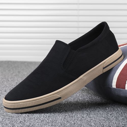 Canvas Shoes Men Skateboard Sneakers Moccasins-Black