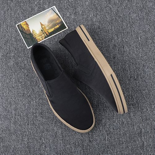 Canvas Shoes Men Skateboard Sneakers Moccasins-Black