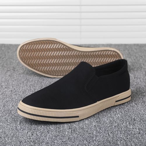 Canvas Shoes Men Skateboard Sneakers Moccasins-Black
