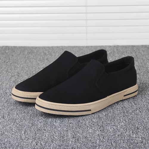 Canvas Shoes Men Skateboard Sneakers Moccasins-Black