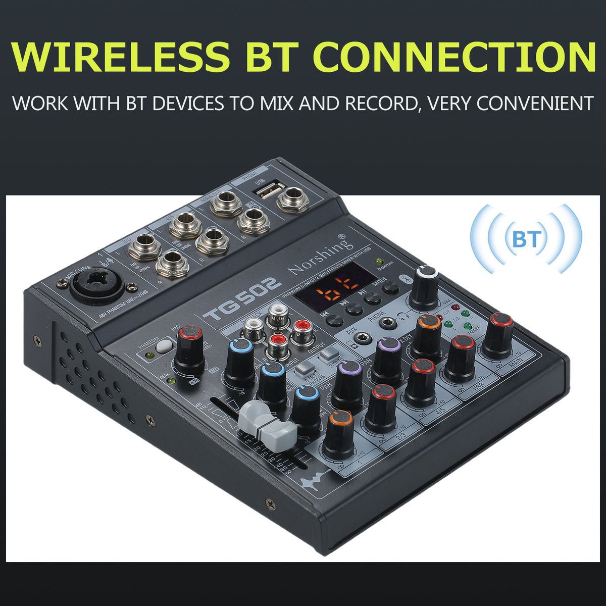 Norshing TG 502 Professional Audio Mixer 4 Channel Stereo