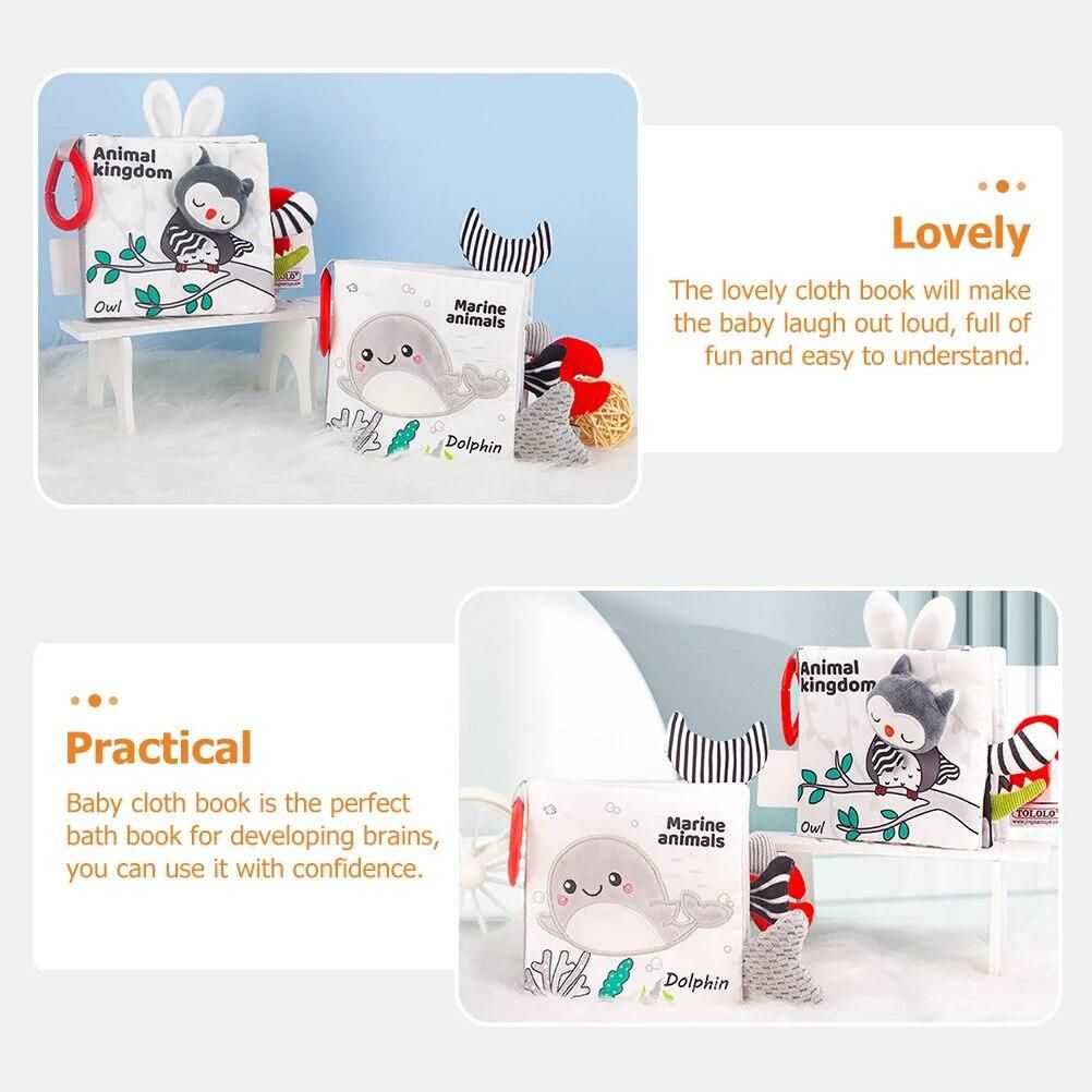 2 Pcs Early Education Tail Cloth Book Baby Bath Books Babies Newborn Essentials Sensory Toys Ocean