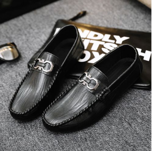 Men's Casual Leather Shoes Formal Low-cut Loafers & Slip-ons Moccasins Black
