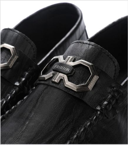 Men's Casual Leather Shoes Formal Low-cut Loafers & Slip-ons Moccasins Black