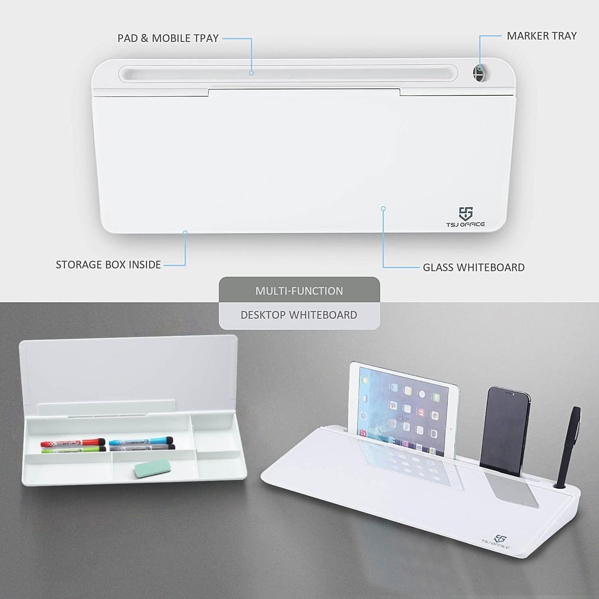 Small Glass Desktop Whiteboard Dry-Erase-Board - Computer