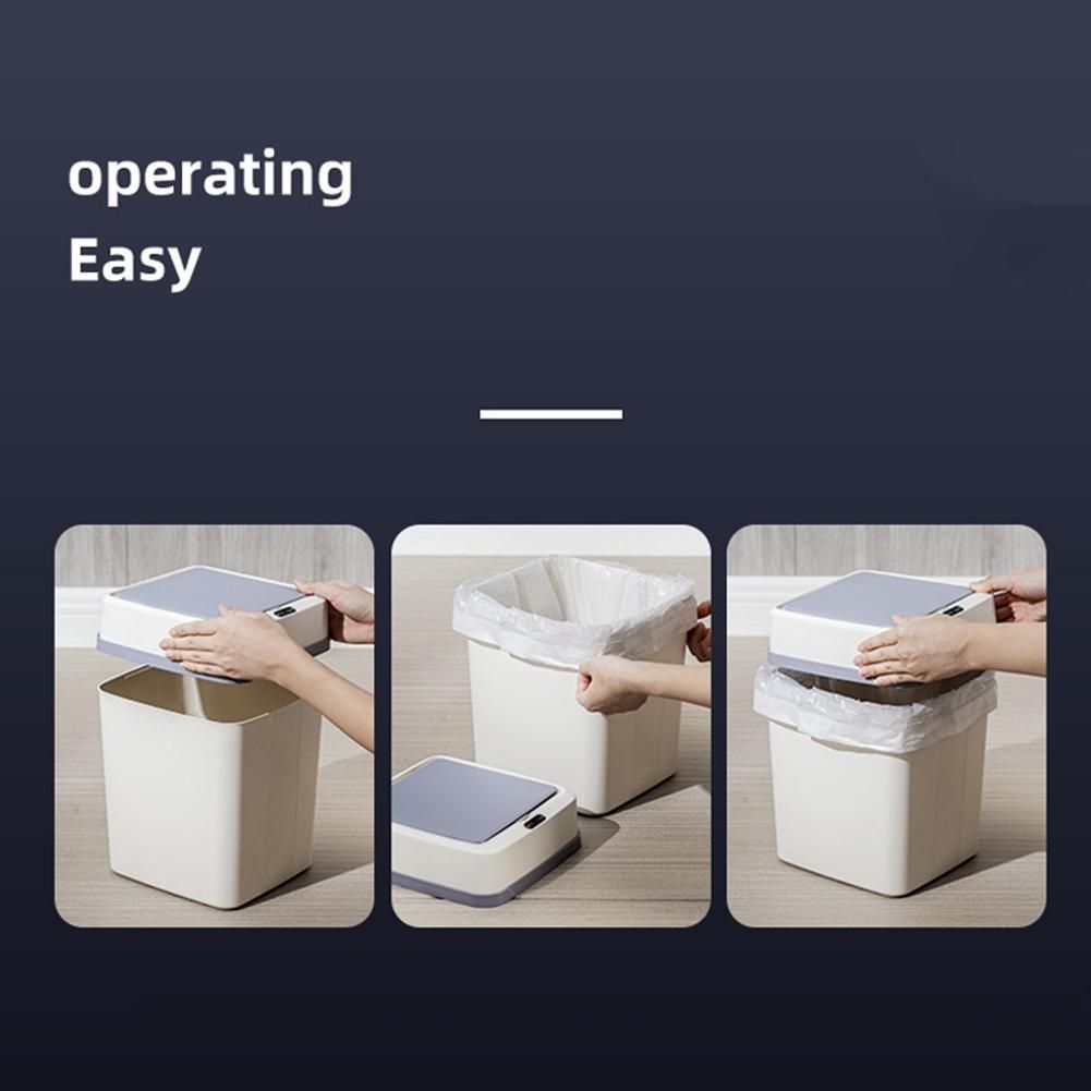 12L Can Garbage Bin for Office Kitchen Bathroom Toilet Trash Can Automatic Induction Waste Bins with Lid A