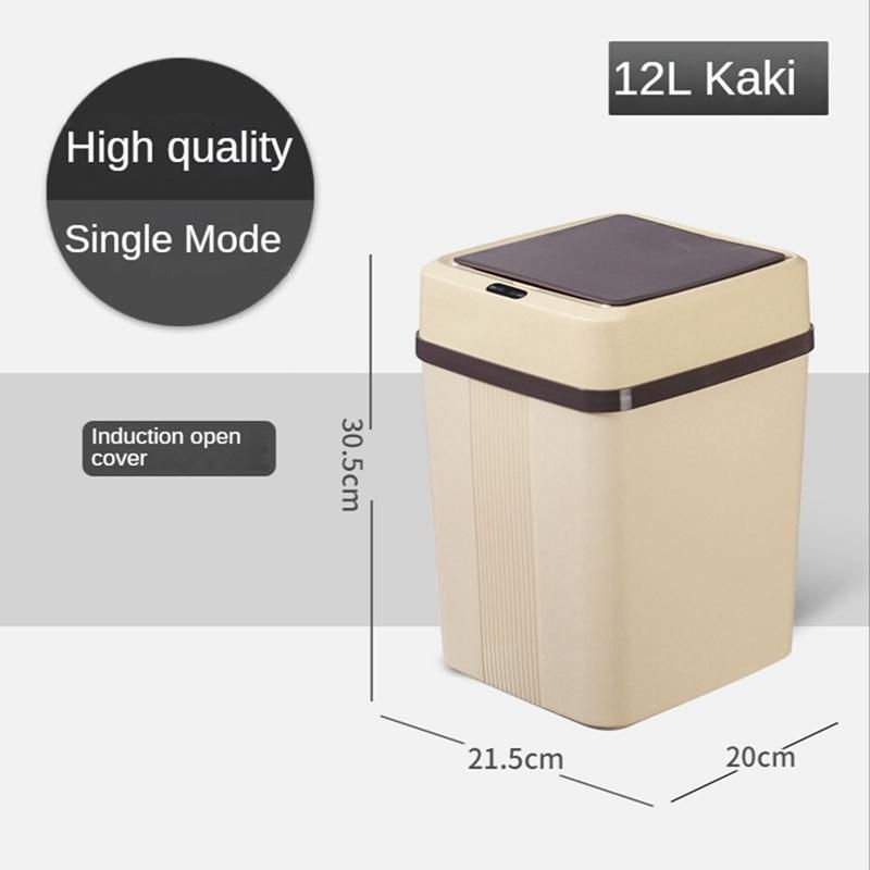 12L Can Garbage Bin for Office Kitchen Bathroom Toilet Trash Can Automatic Induction Waste Bins with Lid A