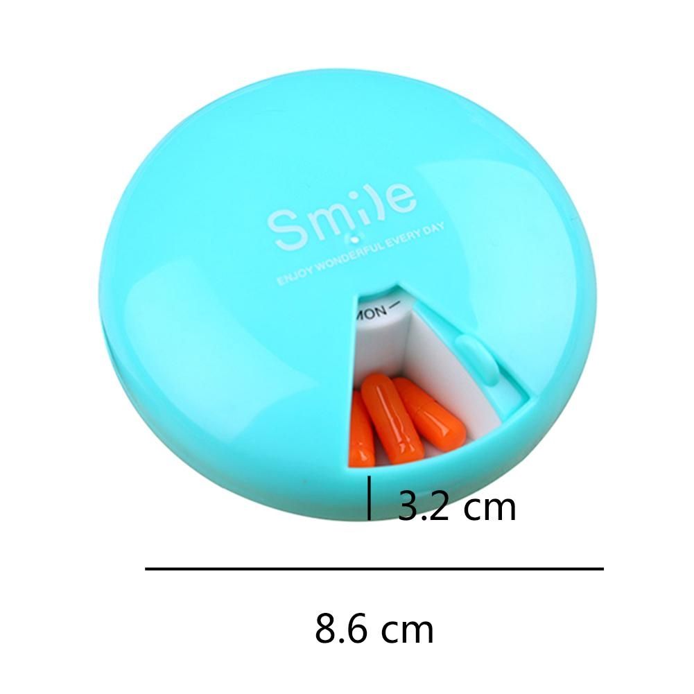 2 PCS Portable 7 Days Drugs Pill Container Rotation Pillbox(Blue)