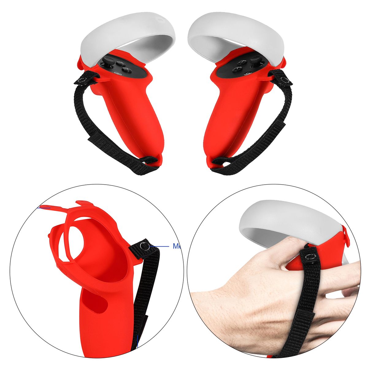 Silicone Controller Grip Protective Cover Sleeve For Quest 2 VR Red