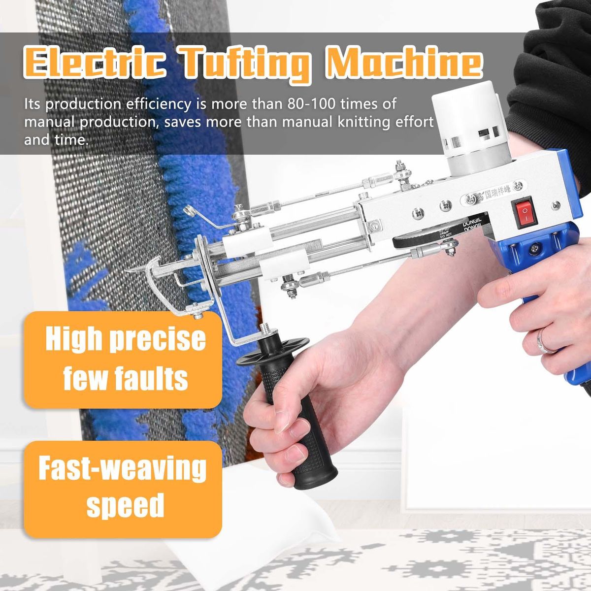Electric Rug Carpet Tufting Weaving Machine Professional Flocking Device Industrial Embroidery Tool Loop-Pile Knitting Equipment
