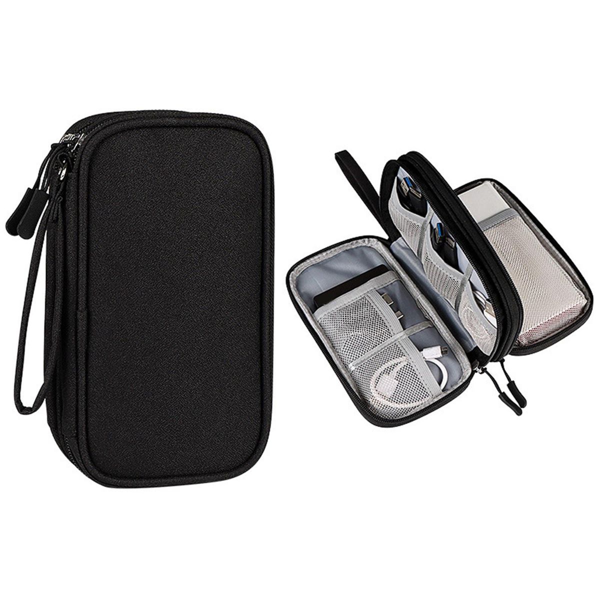 Travel Electronics Organizer Multifunctional - Phone Usb Cable Black
