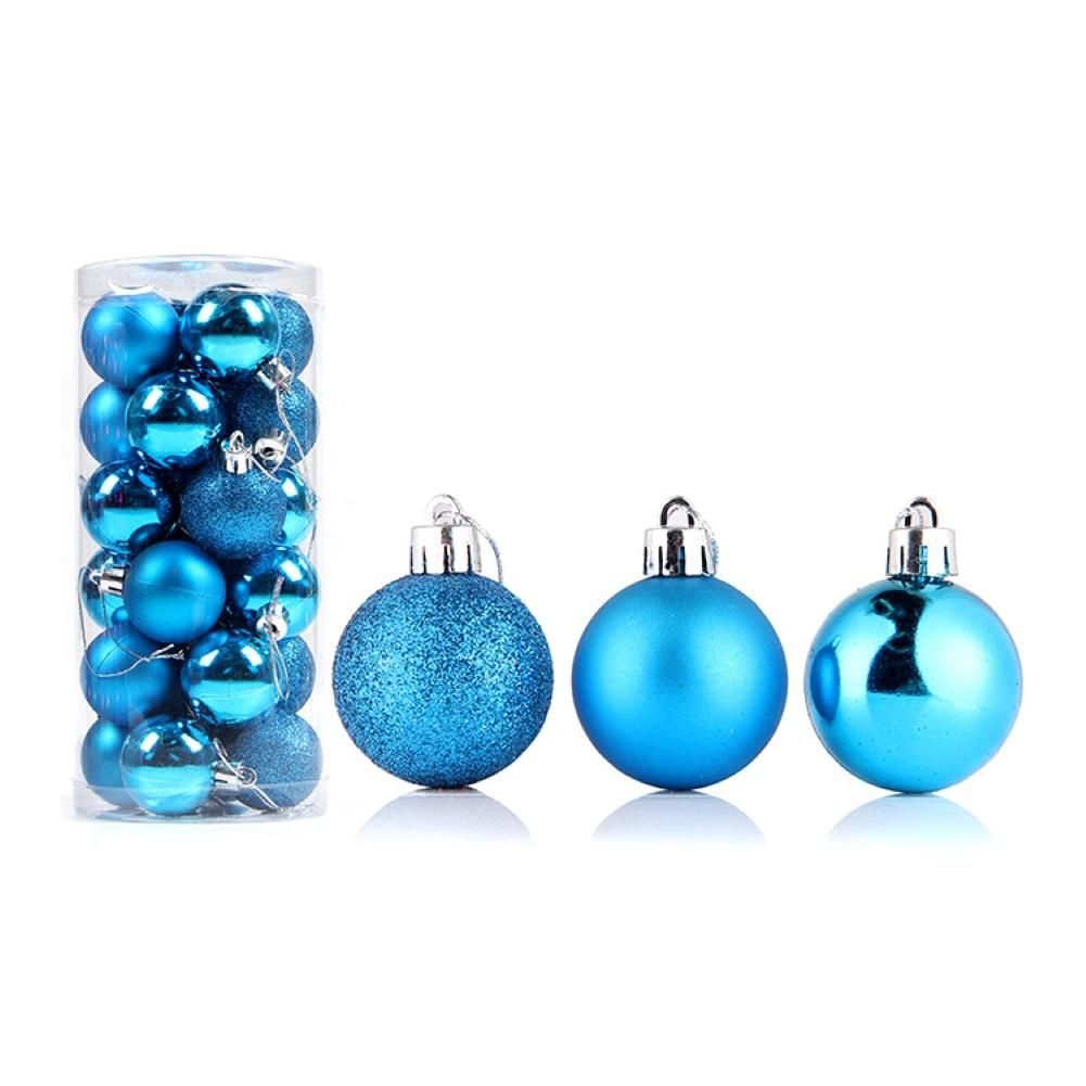 24Pcs 4/6/8cm Christmas Ball Ornament Baubles-Lake Blue