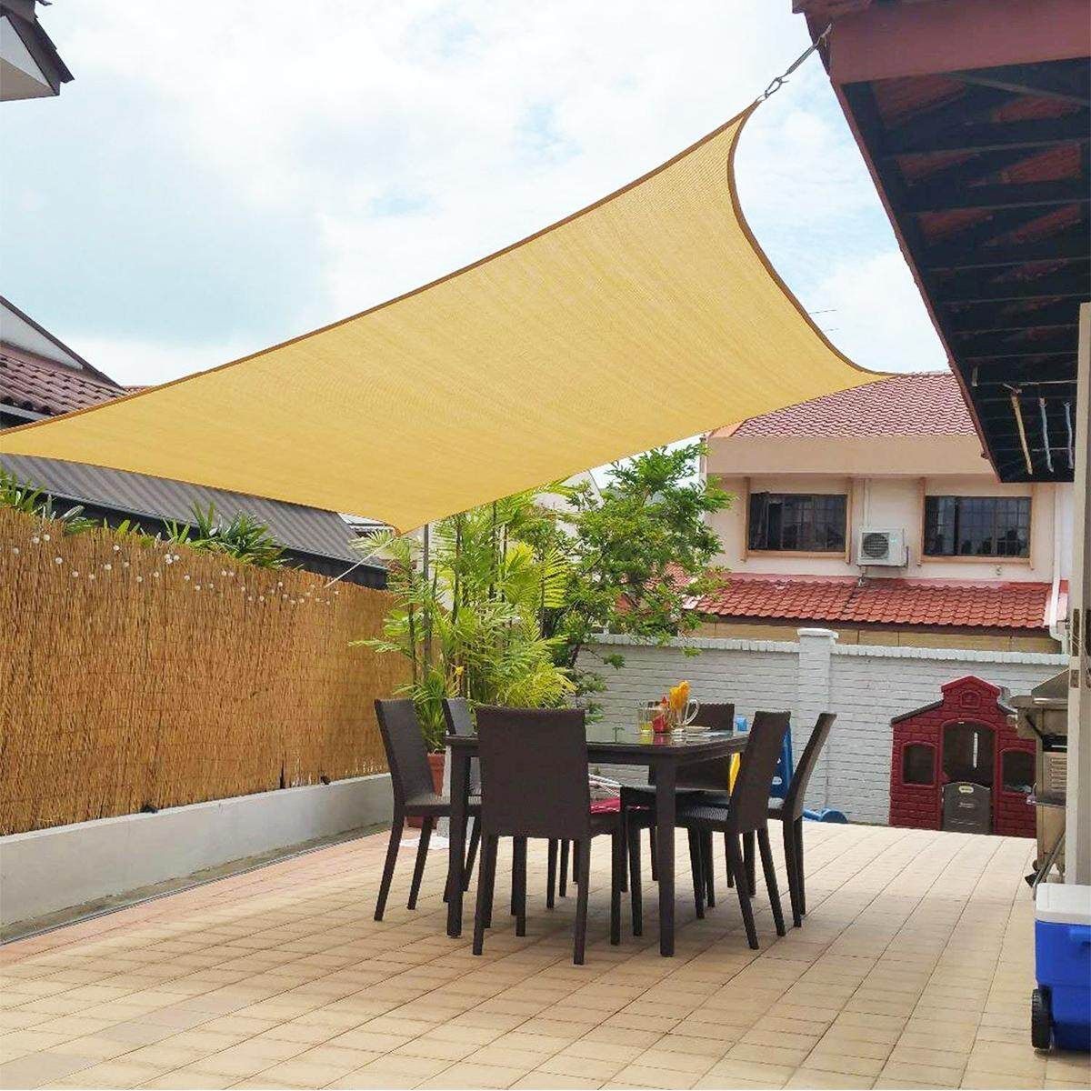 280GSM HDPE Fabric Polyethylene Sand Sun Canopy Awning Retractable Sun Shade Shelter Square Square 4x4 Sand 280g