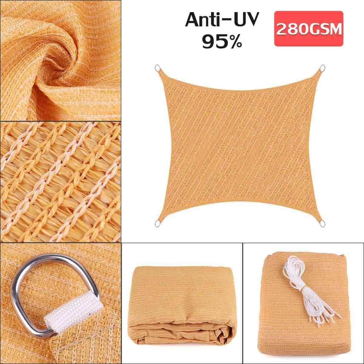280GSM HDPE Fabric Polyethylene Sand Sun Canopy Awning Retractable Sun Shade Shelter Square Square 4x4 Sand 280g