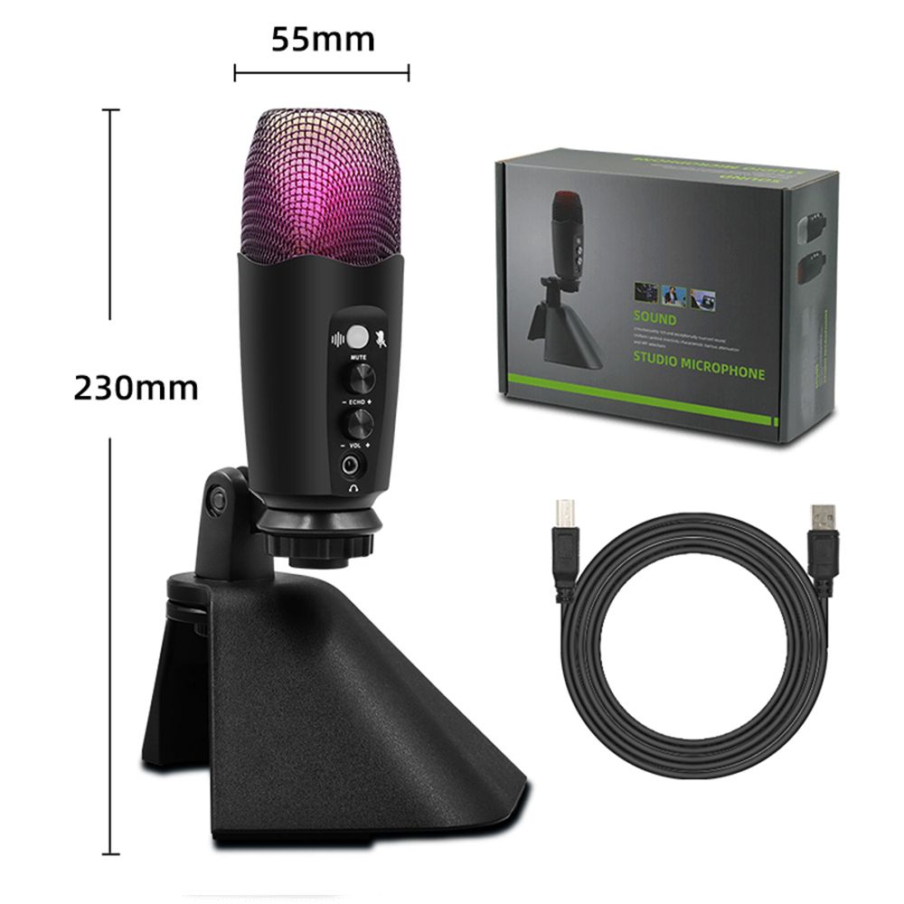 Cardioid Condenser USB Microphone, With Built-In Headphone Jack & Volume Control