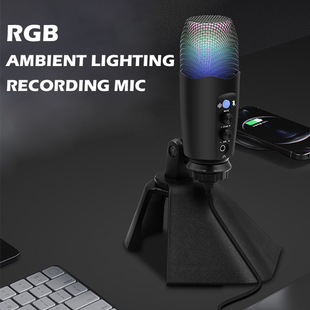 Cardioid Condenser USB Microphone, With Built-In Headphone Jack & Volume Control