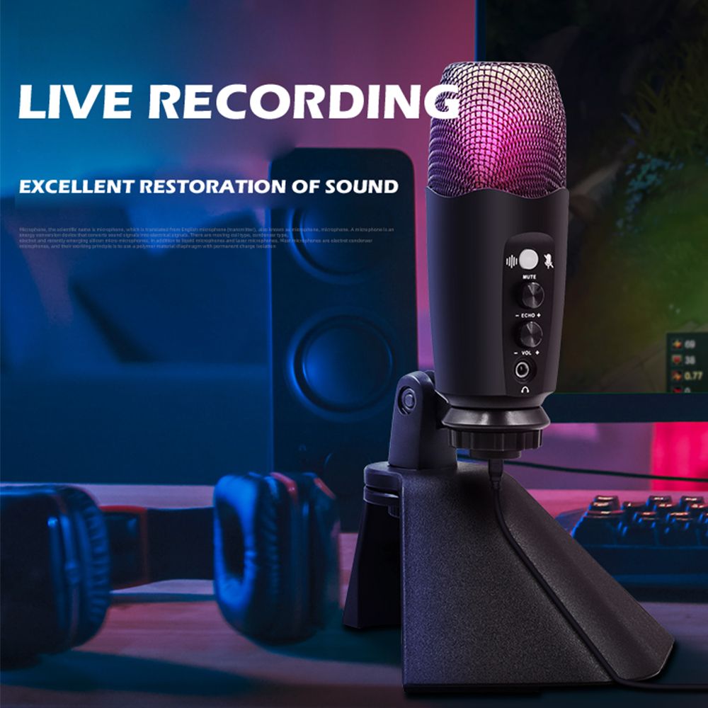 Cardioid Condenser USB Microphone, With Built-In Headphone Jack & Volume Control