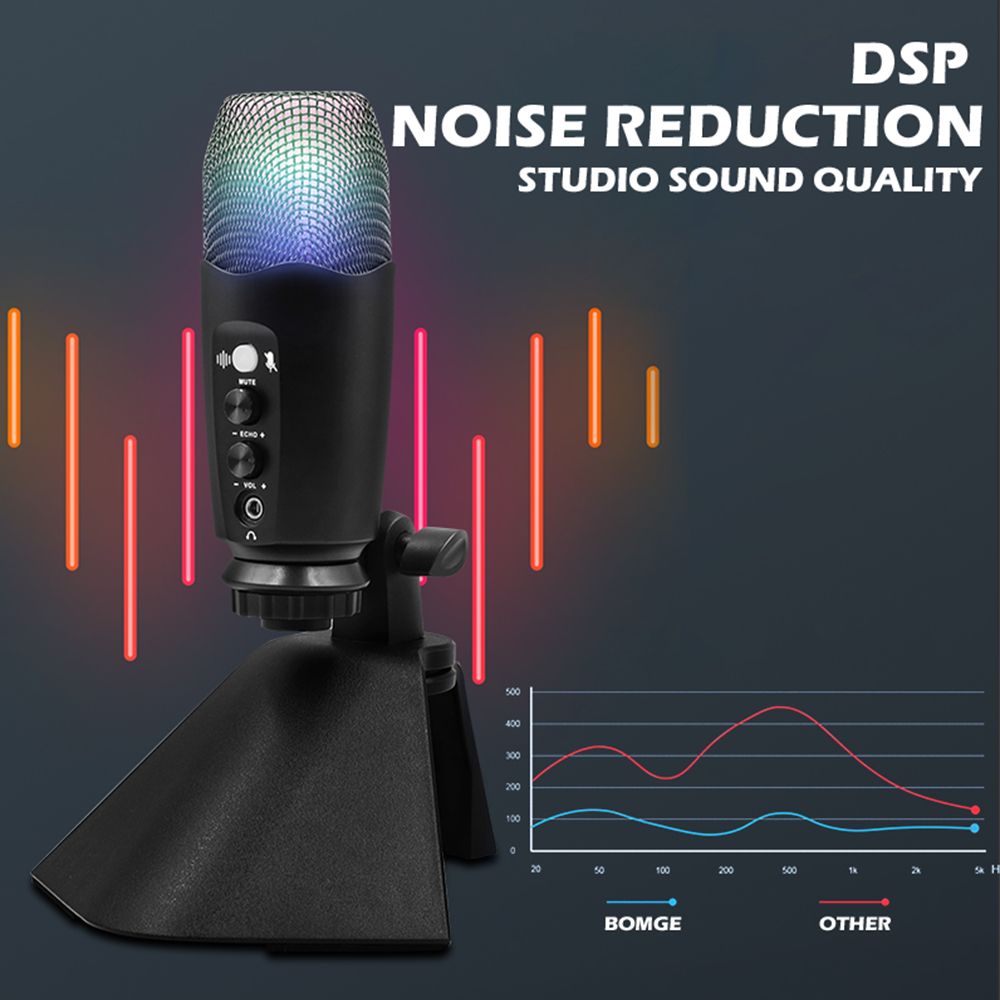 Cardioid Condenser USB Microphone, With Built-In Headphone Jack & Volume Control