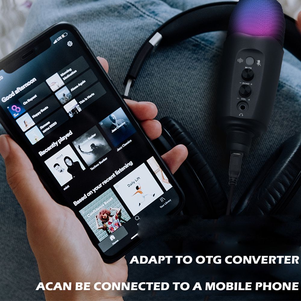 Cardioid Condenser USB Microphone, With Built-In Headphone Jack & Volume Control
