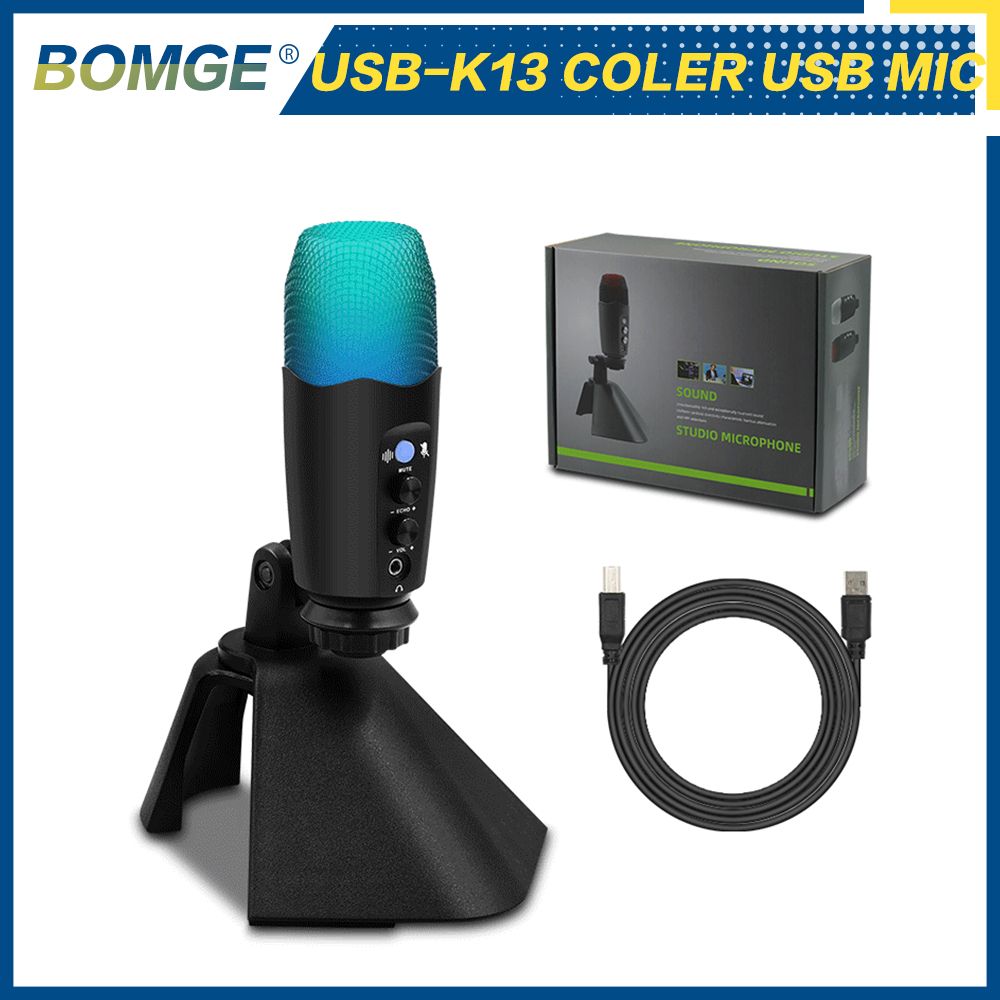 Cardioid Condenser USB Microphone, With Built-In Headphone Jack & Volume Control