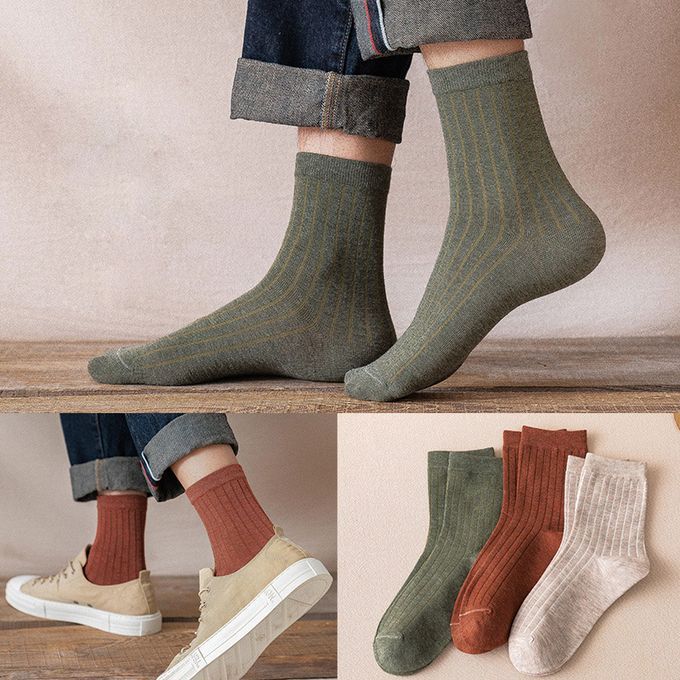 8 Pairs Of Men's Spring And Autumn Retro Casual Cotton Socks