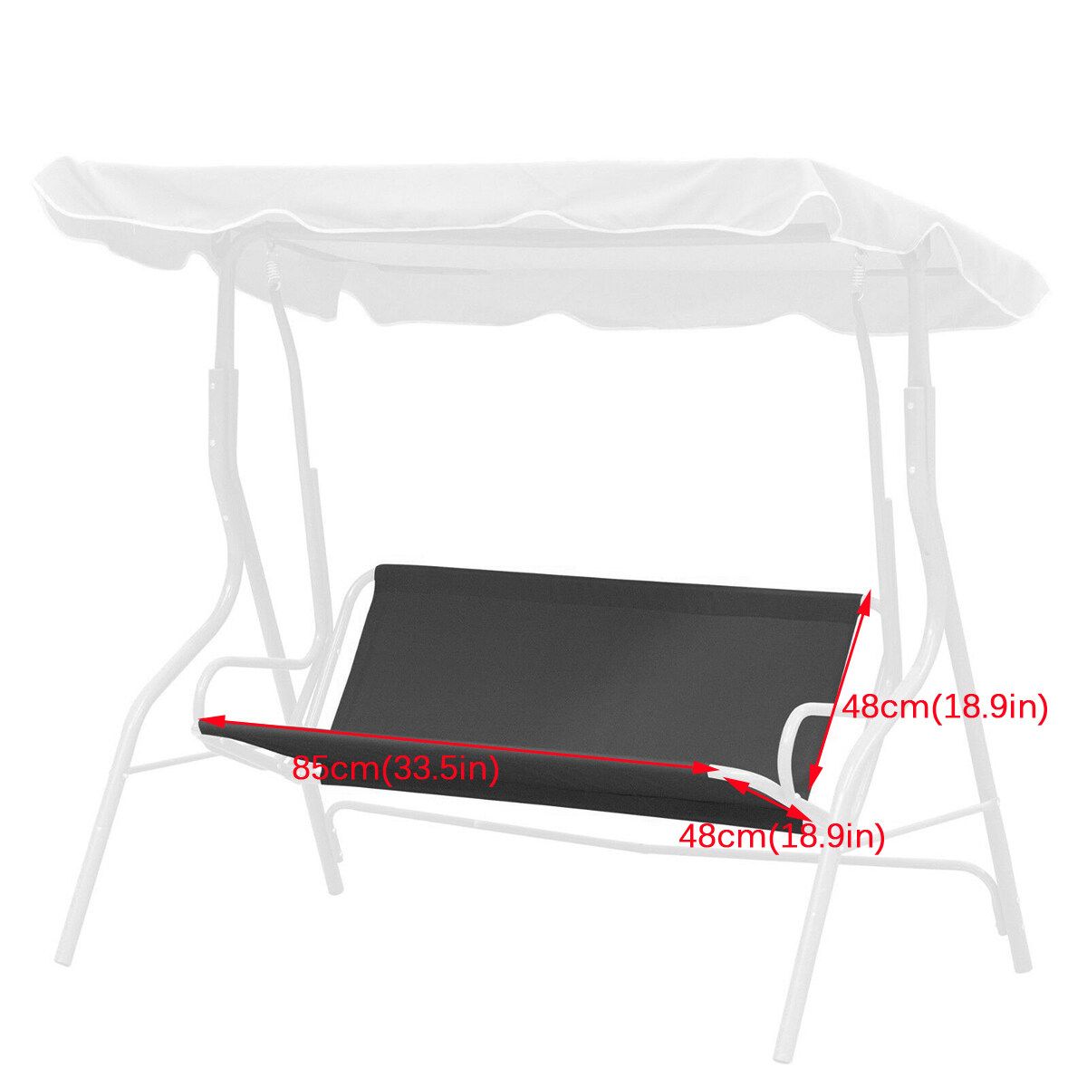 Garden Swing Chair Seat Replacement Canopy Spare Cover 85x48x48cm Waterproof Polyester Cushion Patio Outdoor Sunshade Dark Grey