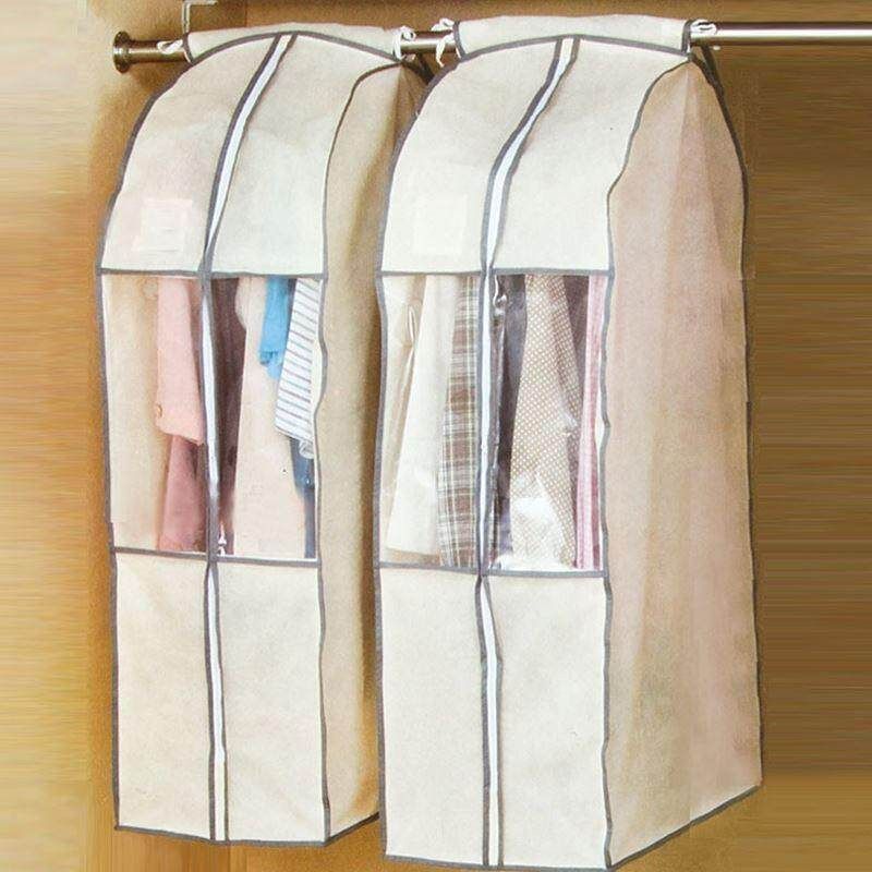 Home Cloth Hanging Garment Suit Coat Dust Cover Protector Wardrobe Storage Bag#60*135*35cm Beige